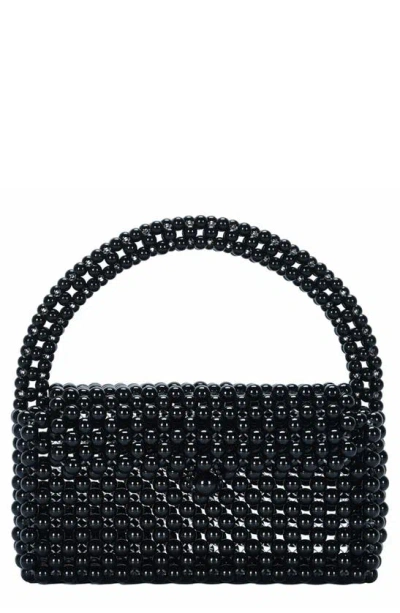 Mms Design Studio Beaded Top Handle Hand Bag In Black