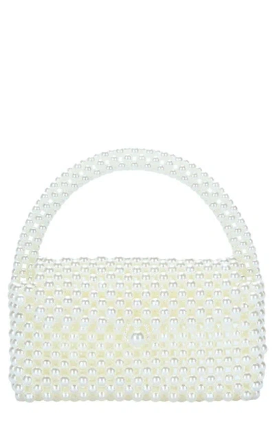 Mms Design Studio Beaded Top Handle Hand Bag In Pearl