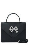 Mms Design Studio Rhinestone Bow Top Handle Bag In Black