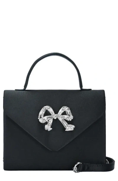 Mms Design Studio Rhinestone Bow Top Handle Bag In Black