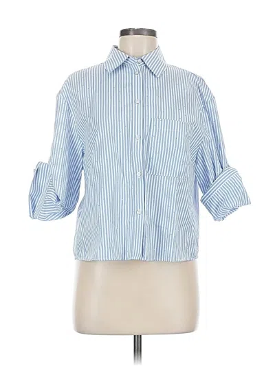 Pre-owned Mng 3/4 Sleeve Blouse In Blue