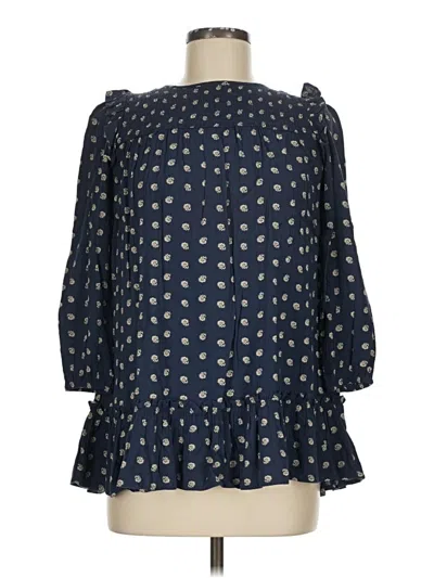 Pre-owned Mng 3/4 Sleeve Blouse In Blue