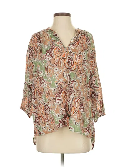 Pre-owned Mng 3/4 Sleeve Blouse In Brown