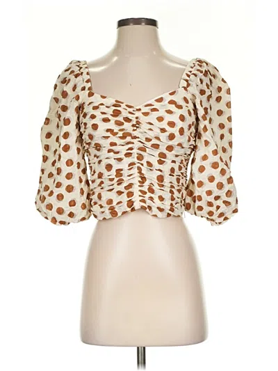 Pre-owned Mng 3/4 Sleeve Blouse In Brown