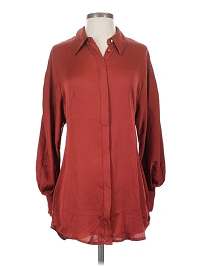 Pre-owned Mng 3/4 Sleeve Blouse In Burgundy