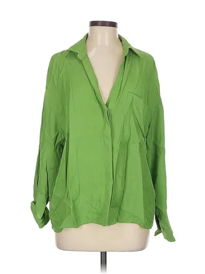 Pre-owned Mng 3/4 Sleeve Blouse In Green