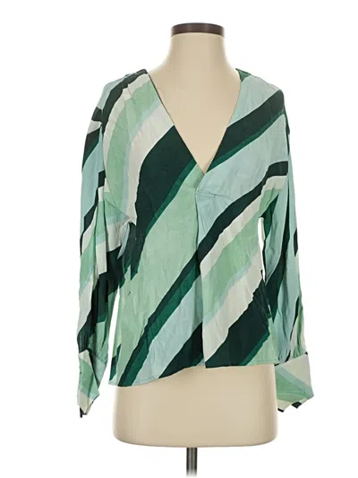 Mng 3/4 Sleeve Blouse In Green