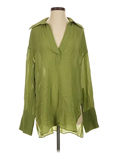 Pre-owned Mng 3/4 Sleeve Blouse In Green