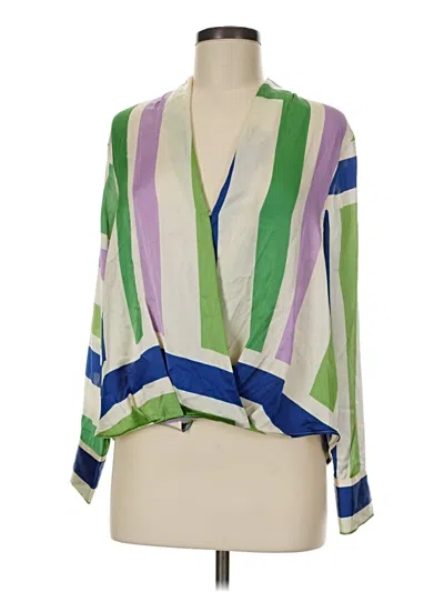 Pre-owned Mng 3/4 Sleeve Blouse In Green