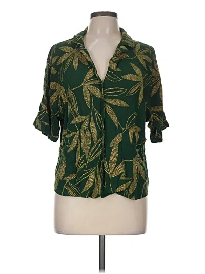 Pre-owned Mng 3/4 Sleeve Blouse In Green