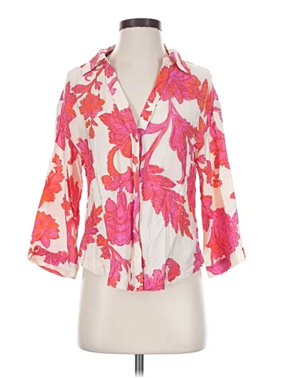Pre-owned Mng 3/4 Sleeve Blouse In Pink