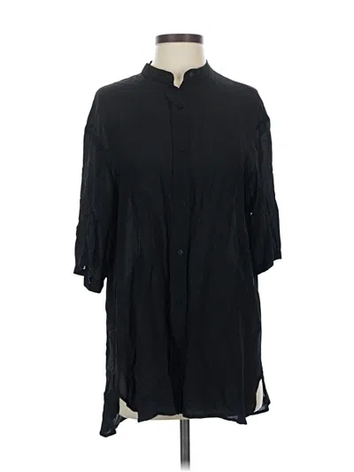 Pre-owned Mng 3/4 Sleeve Button Down Shirt In Black