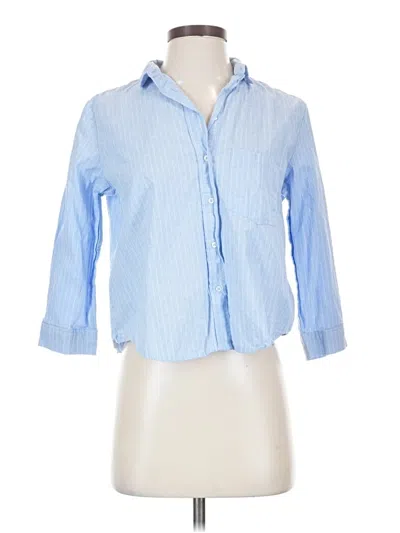 Pre-owned Mng 3/4 Sleeve Button Down Shirt In Blue