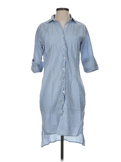 Pre-owned Mng 3/4 Sleeve Button Down Shirt In Blue