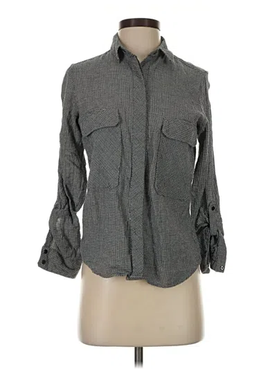 Pre-owned Mng 3/4 Sleeve Button Down Shirt In Gray