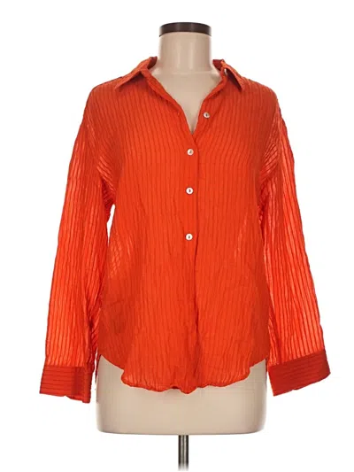 Pre-owned Mng 3/4 Sleeve Button Down Shirt In Orange