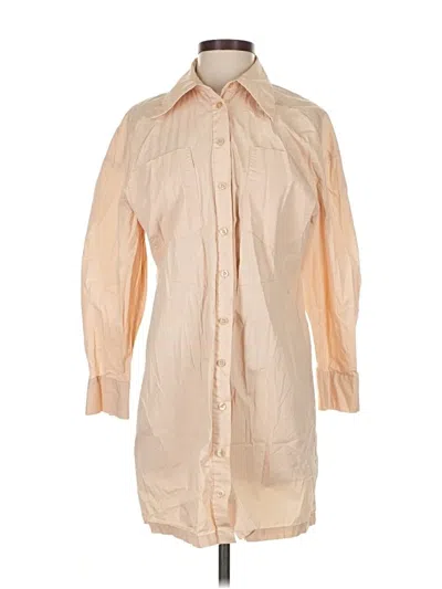 Pre-owned Mng 3/4 Sleeve Button Down Shirt In Tan