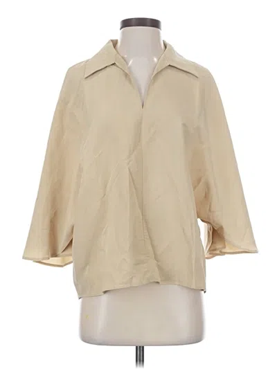 Pre-owned Mng 3/4 Sleeve Button Down Shirt In Tan