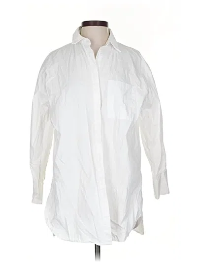 Pre-owned Mng 3/4 Sleeve Button Down Shirt In White