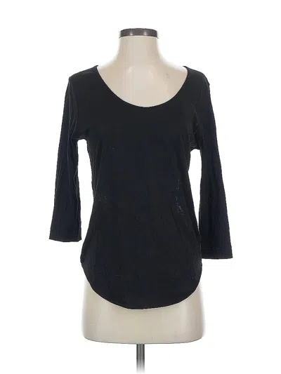 Pre-owned Mng 3/4 Sleeve Top Black Scoop Neck Tops