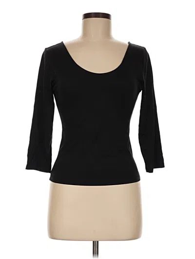 Pre-owned Mng 3/4 Sleeve Top Black Scoop Neck Tops