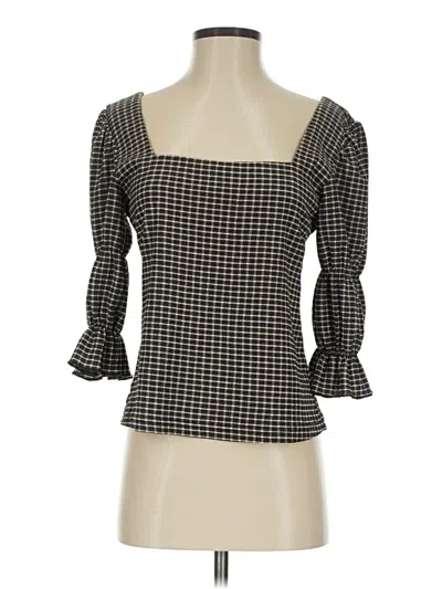 Pre-owned Mng 3/4 Sleeve Top Black Square Neckline Tops