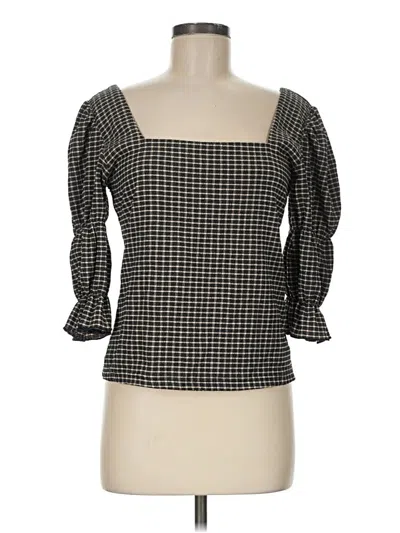 Pre-owned Mng 3/4 Sleeve Top Black Square Neckline Tops