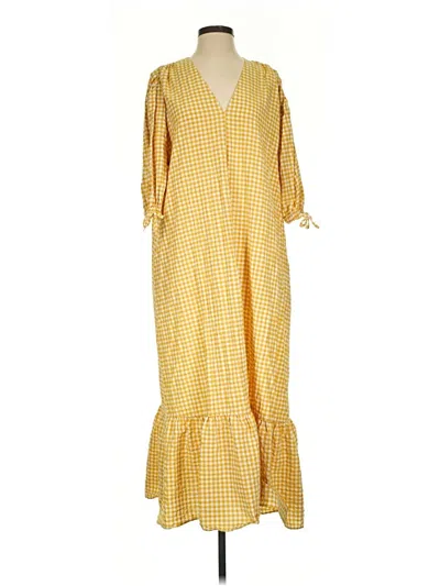Pre-owned Mng Casual Dress In Yellow