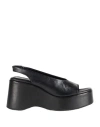Mng Collection Woman Sandals Black Size 10 Leather