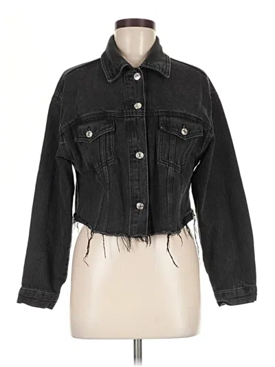 Pre-owned Mng Denim Jacket In Black