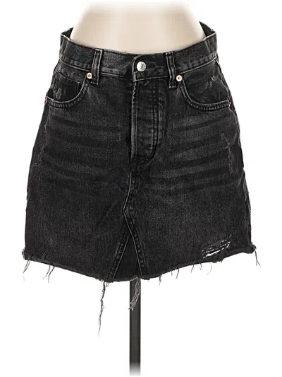 Pre-owned Mng Denim Skirt In Black