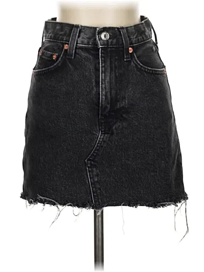 Pre-owned Mng Denim Skirt In Black
