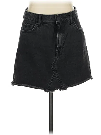 Pre-owned Mng Denim Skirt In Black