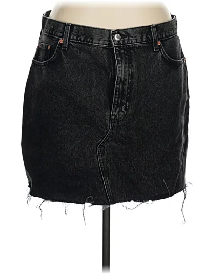Pre-owned Mng Denim Skirt In Black