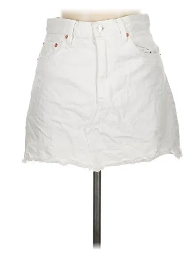 Pre-owned Mng Denim Skirt In White