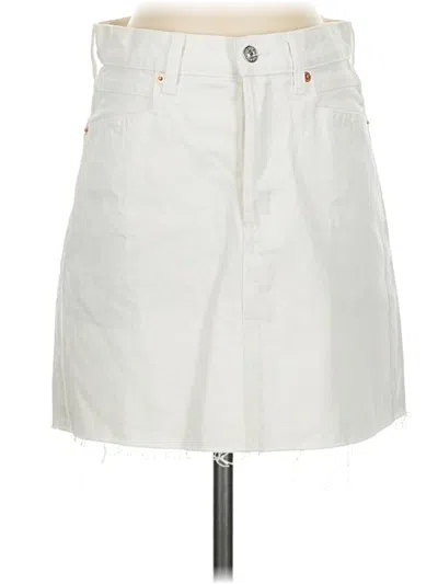 Pre-owned Mng Denim Skirt In White