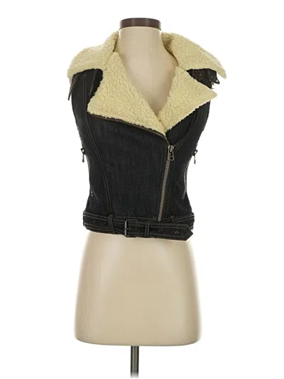 Pre-owned Mng Denim Vest In Black