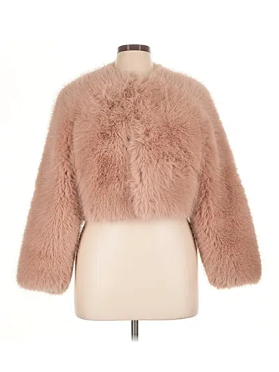 Mng Faux Fur Jacket In Pink