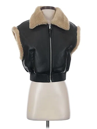 Pre-owned Mng Faux Fur Vest In Black