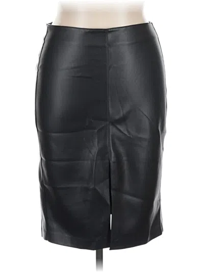 Pre-owned Mng Faux Leather Skirt In Black