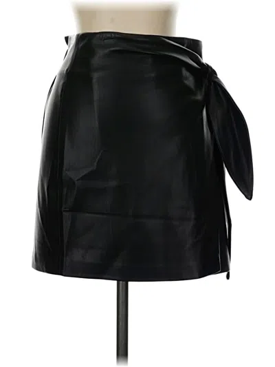 Pre-owned Mng Faux Leather Skirt In Black