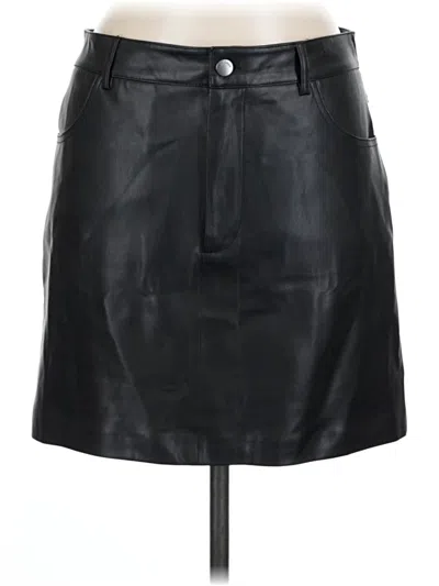 Pre-owned Mng Faux Leather Skirt In Black