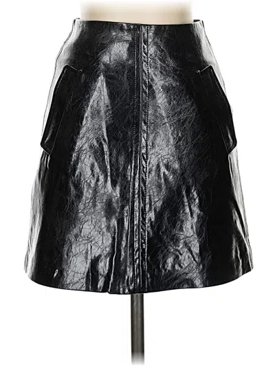 Pre-owned Mng Faux Leather Skirt In Black