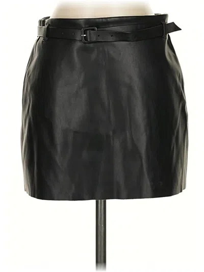 Pre-owned Mng Faux Leather Skirt In Black