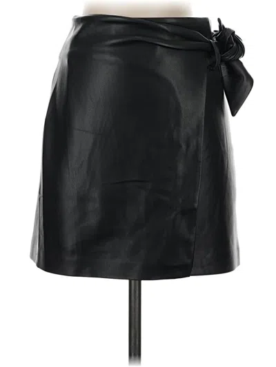 Pre-owned Mng Faux Leather Skirt In Black