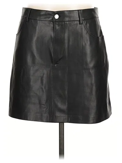 Pre-owned Mng Faux Leather Skirt In Black