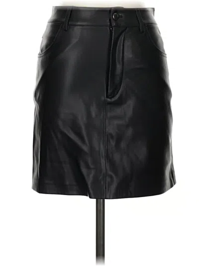 Pre-owned Mng Faux Leather Skirt In Black