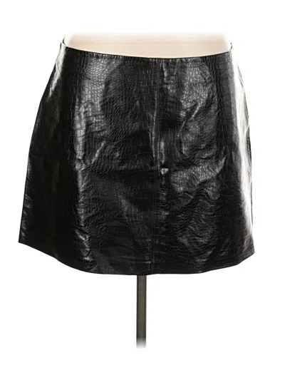 Pre-owned Mng Faux Leather Skirt In Black