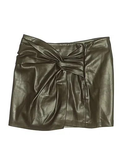Pre-owned Mng Faux Leather Skirt In Green