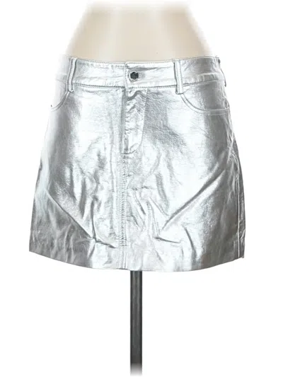 Pre-owned Mng Faux Leather Skirt In Silver